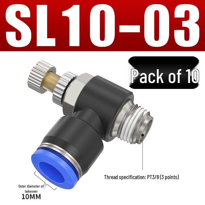 Adjustable Pneumatic Throttle and Speed Control Valve with Quick Connector for Air Tubes SL4 6 8-M5-01-02