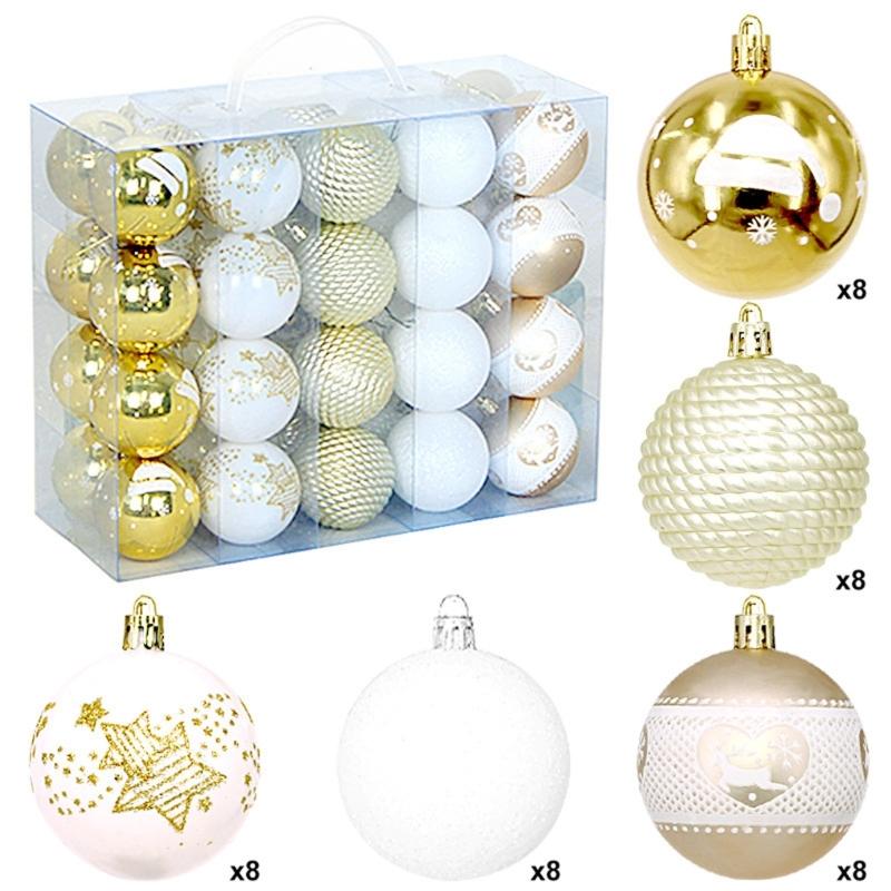 Plastic Christmas Tree Decorations Accessories Colorful Handcrafted Spherical Orbs In Gift Box for Festival Event