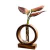 High-End Wabi-Sabi Solid Wood Vase for Hydroponic Flower Arrangement