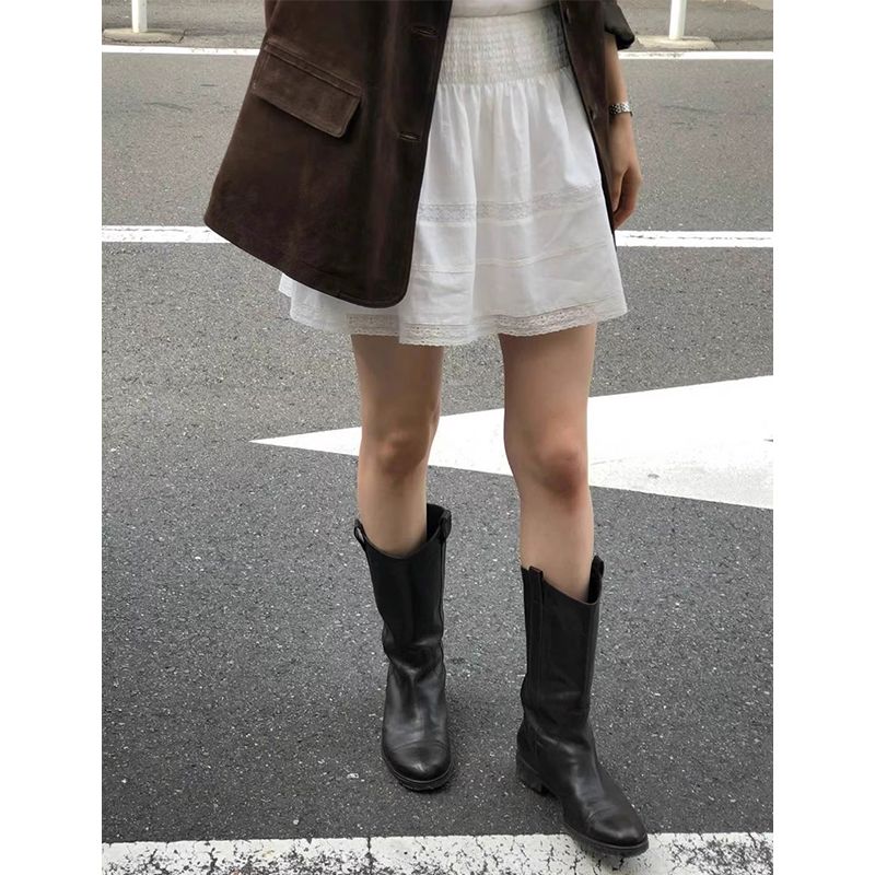 

Dongdaemun Oni South Korea Elastic Waist Skirt Lace White All yards