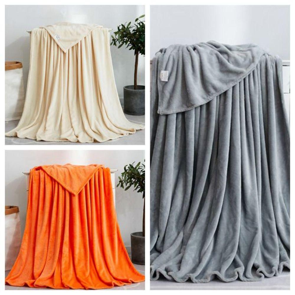 

Coral Fleece Throw Blanket Solid Color Conditioning Quilt New Warm Blanket Home Office 100x140cm бежевий