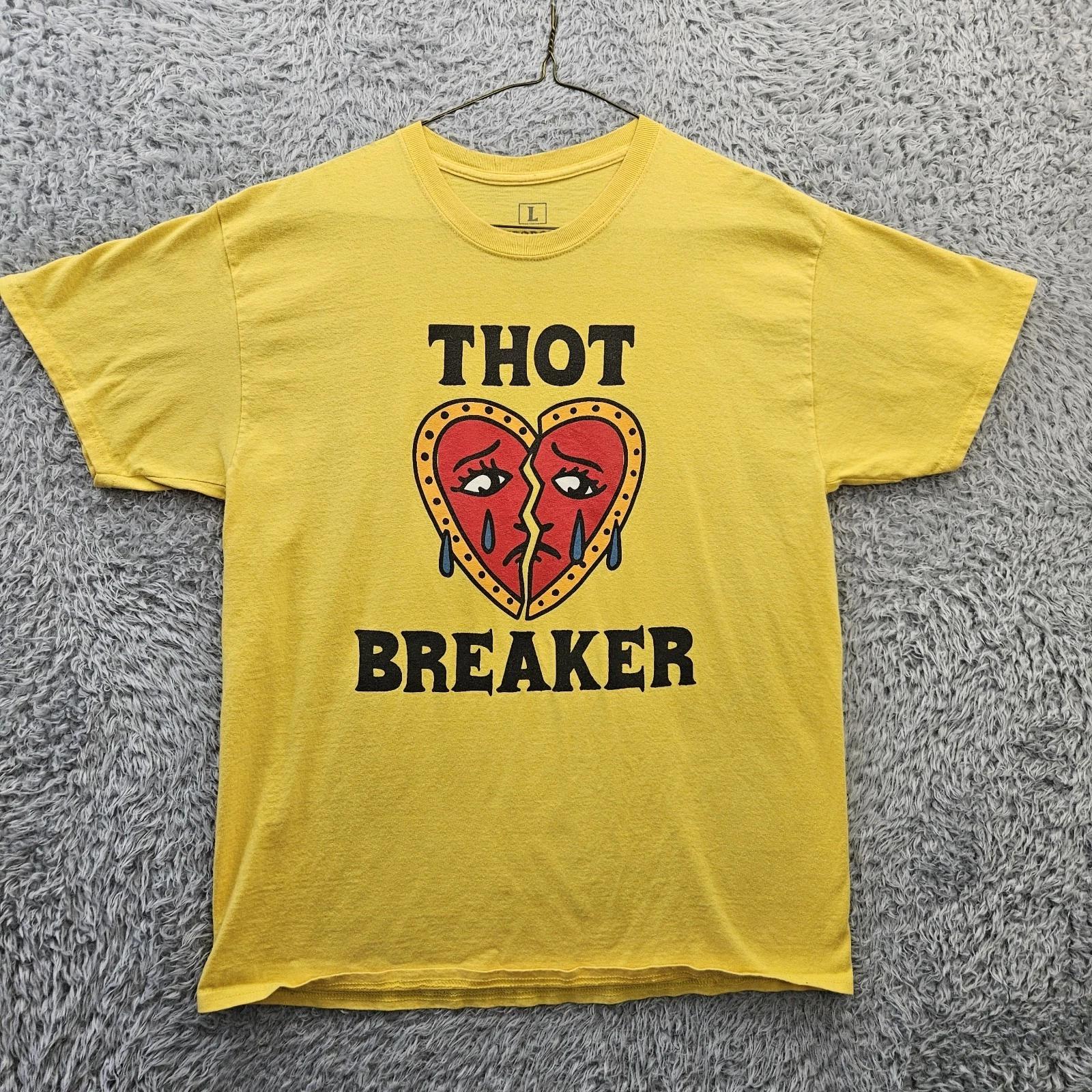 SAMBORGHINI 100% Cotton T-shirt Mens Tees Top Large Thot Breaker Heart Graphic Tee Yellow Streetwear XL
