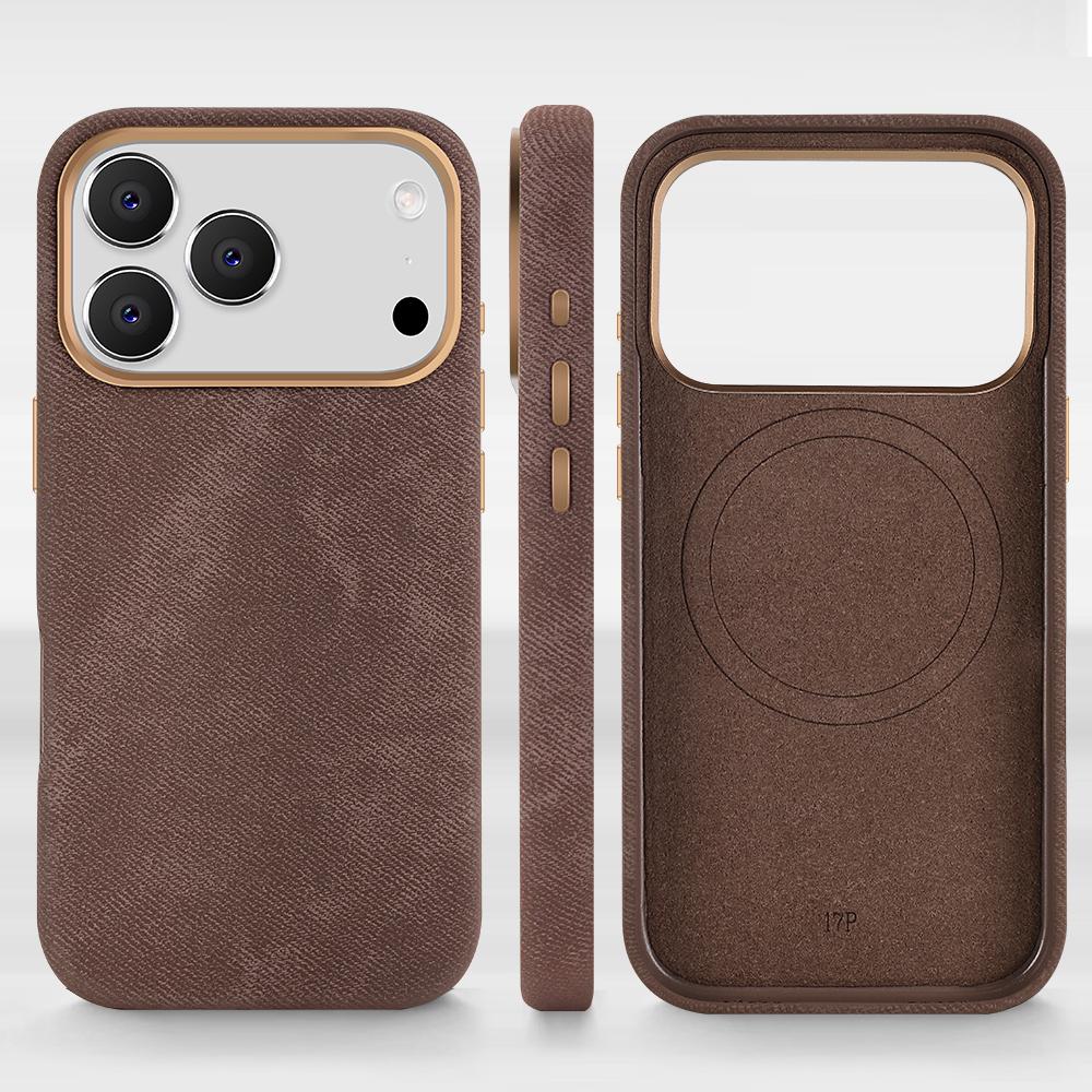 Magsafe Original For iPhone 17Pro Max Magnetic Cowboy Texture Leather Wireless Charging Phone Techwoven Case for iPhone 17Air 16 14 13 Pro Max 15 Plus