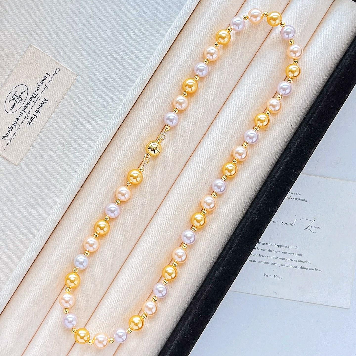 8Mm High Quality Shijia Pearl Maillard Wind Necklace Collarbone Chain Neck Chain Female