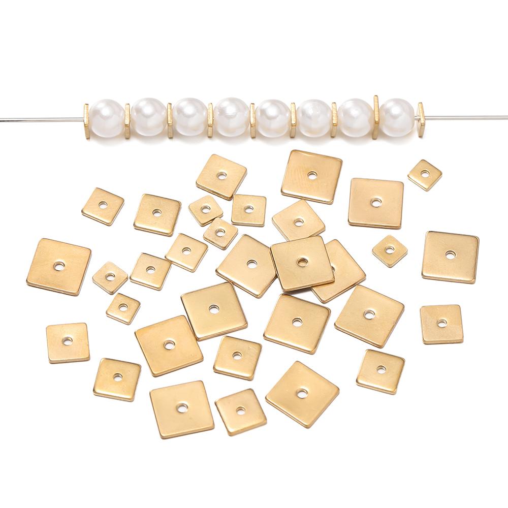 50 Pezzi/Confezione Acciaio Inossidabile 4/5/6/8mm Forma Quadrata Piatta Perline Distanziatrici Per Fai da Te Gioielli Collane Braccialetti Accessori per la Creazione