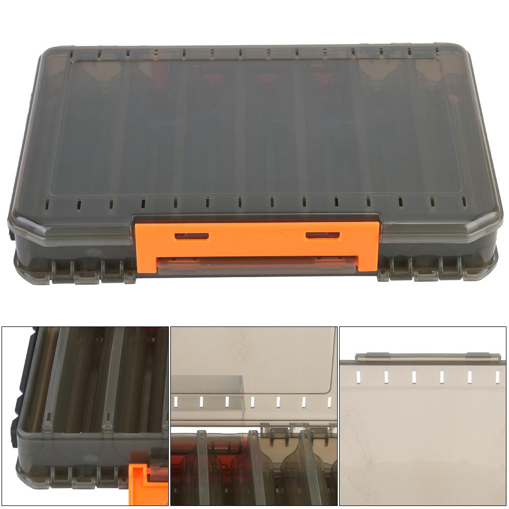 Plastic Double Layer Fishing Tackle Box Bait Lures Compartments Storage Case Fish Accessories