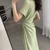 Slim Dress Women Summer French Sweet Fashion Waist Slimming Long Dress