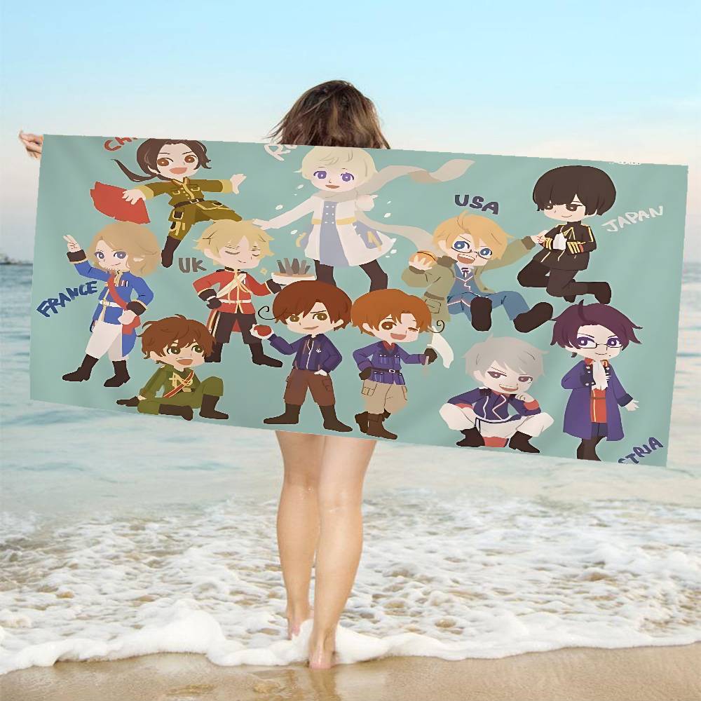 

Anime Cartoon Hetalia Axis Powers Microfiber Blanket Quick Drying Beach Towels Oversized Printing Absorbent Pool Towel Blanket W40*H60(CM)