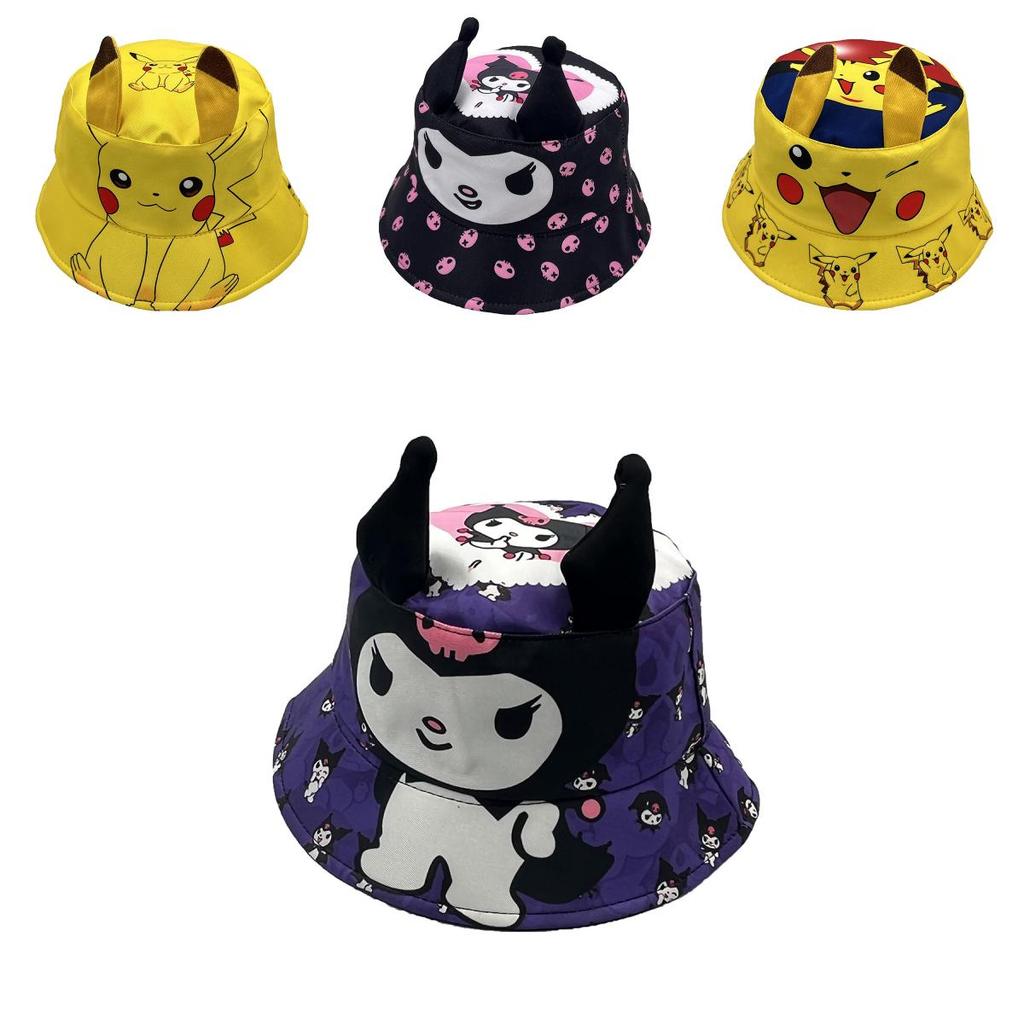 Pikachu Super Mario Bros Kuromi Pattern Fisherman Hat With Sun Protection For Kids And Teens