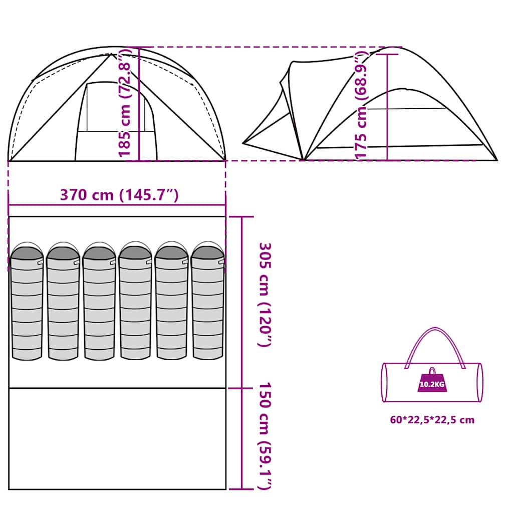 Family Tent for 6 Persons Blue Waterproof
