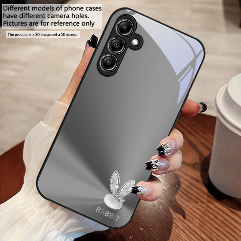 A Cute Light Blue Rabbit For Samsung A73 72 71 A70 56 55 54 A53 52 51 50 42 A35 A34 33 32 31 26 25 24 23 22 30 Glass Phone Case