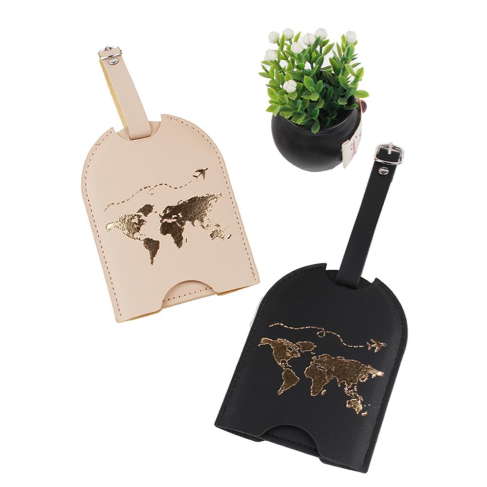 Push-pull Style Business Luggage Tag Hidden Airplane Boarding Pass Suitcase Hanger Set Leather Double-layer