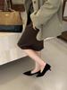 2025 new French single shoes niche thin heel low heel small leather shoes pointed temperament fashionable versatile single shoes women