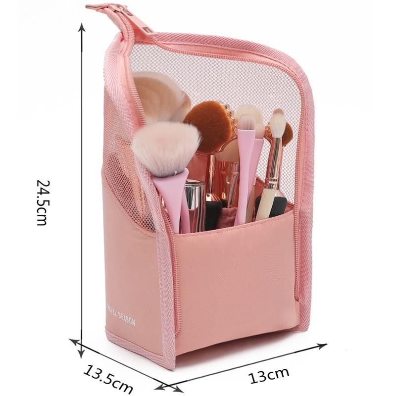 1Pc Stand Cosmetic Bag for Women Clear Zipper Makeup Bag Travel Organizer Toiletry Bag Makeup Brush Holder