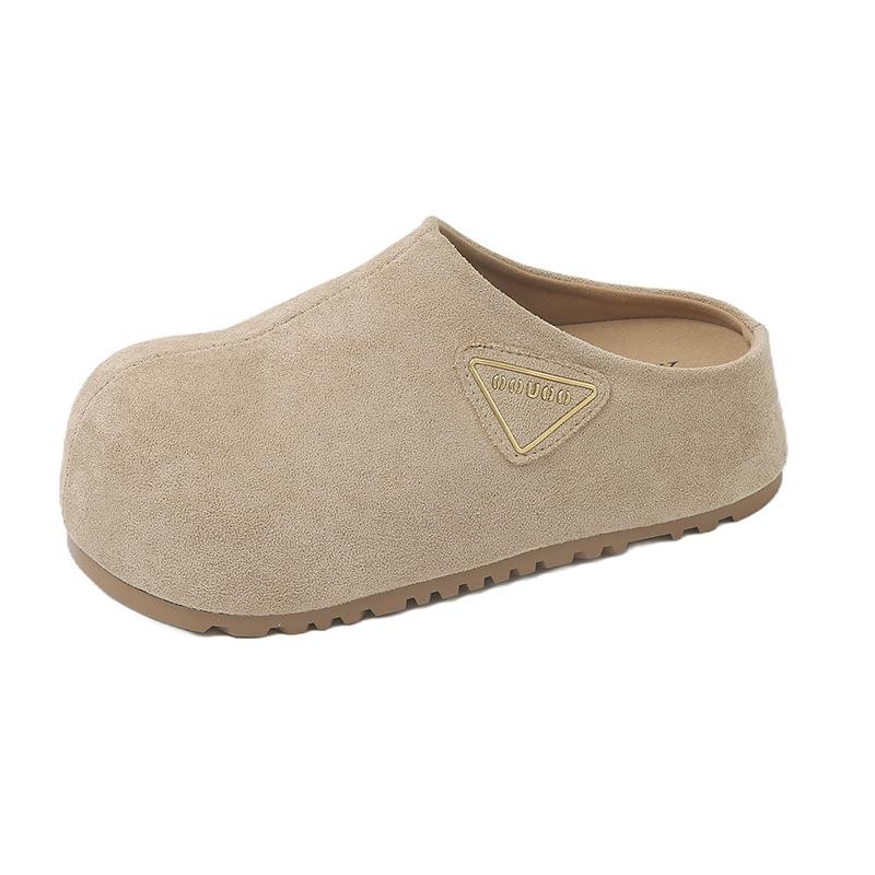 

Thick-soled bag head half slippers women s inner height-increasing single shoes autumn new Internet celebrity big head one pedal lazy shoes casual sho 40 песочный