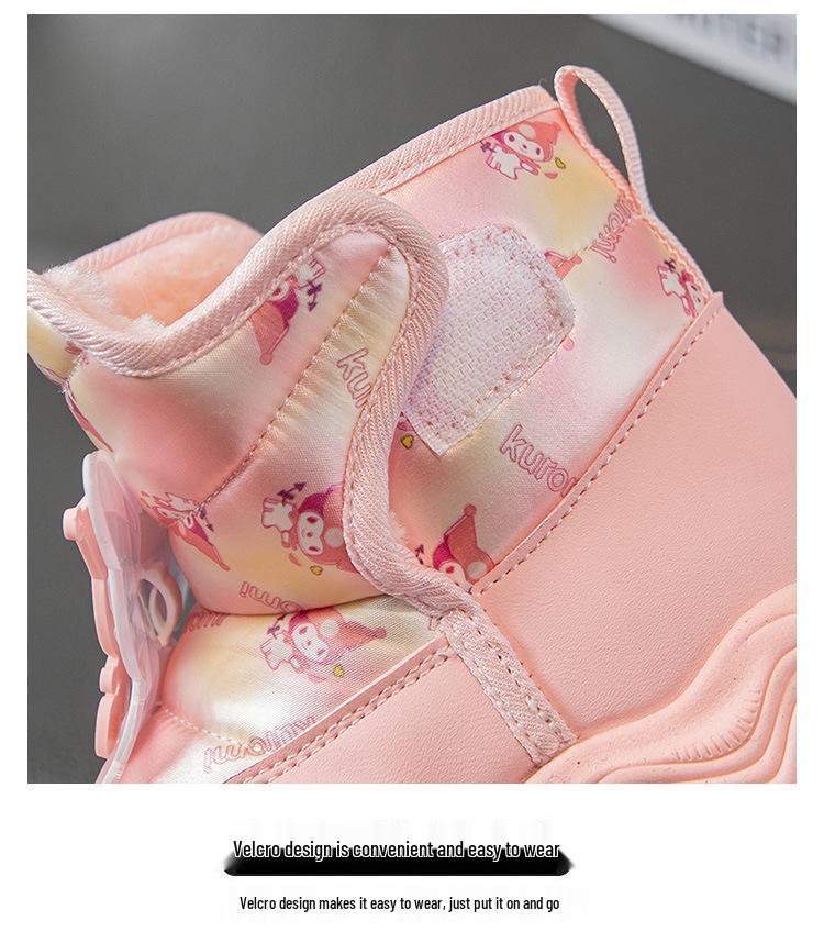 Girls' Fleece-Lined Snow Boots, 2025 Winter Style, Waterproof & Non-Slip, Warm Cotton Shoes for Medium & Large Kids