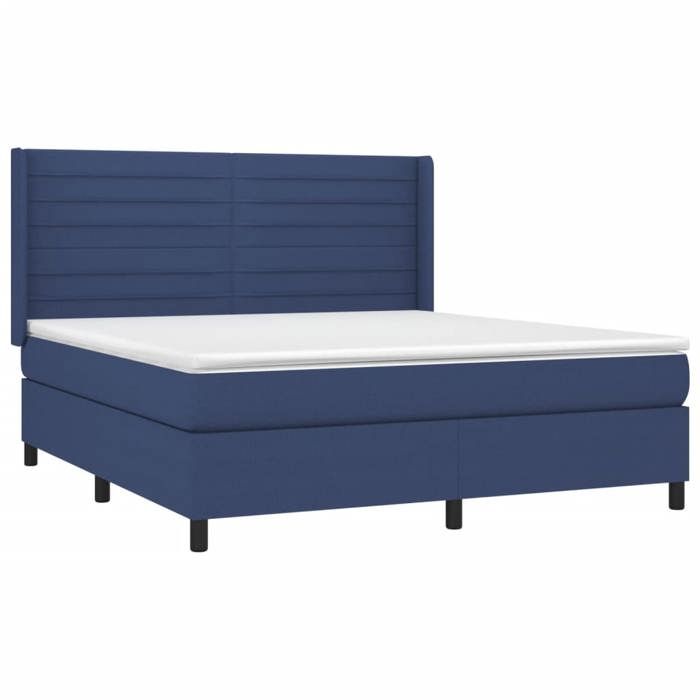 3131527 vidaXL Lit à sommier tapissier avec matelas Bleu 160x200 cm Tissu