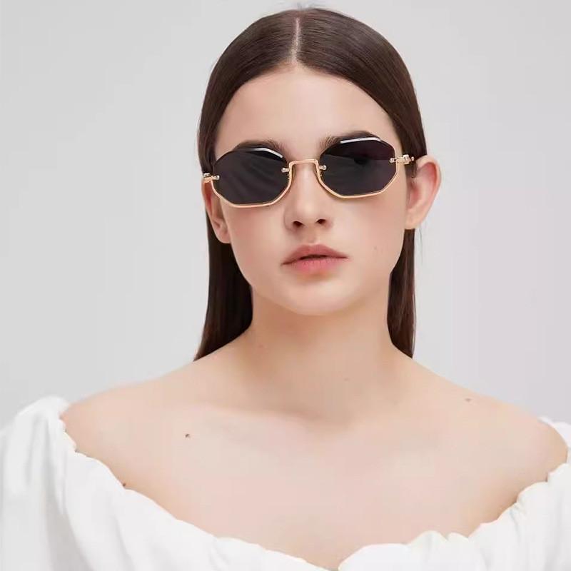 Geometric Polygon Shape Sunglasses With Uv400 Protection For Fashionable Outdoor Wear