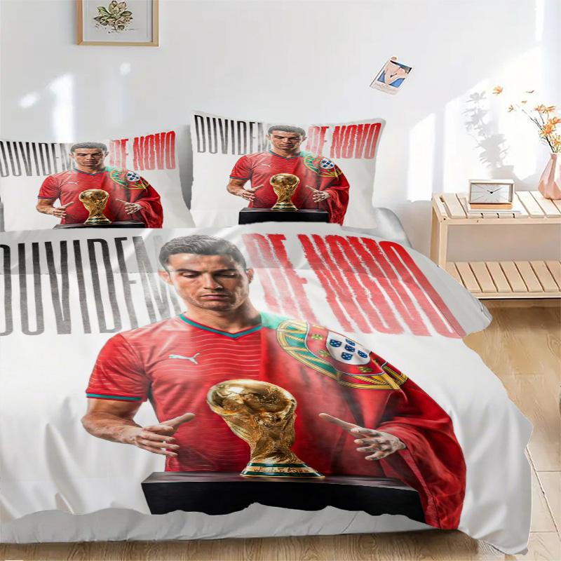 Cristiano Ronaldo World Cup Trophy Print 3Pcs Bedding Setduvet Cover With 2 Bedropillowcase Home Birthday Gift