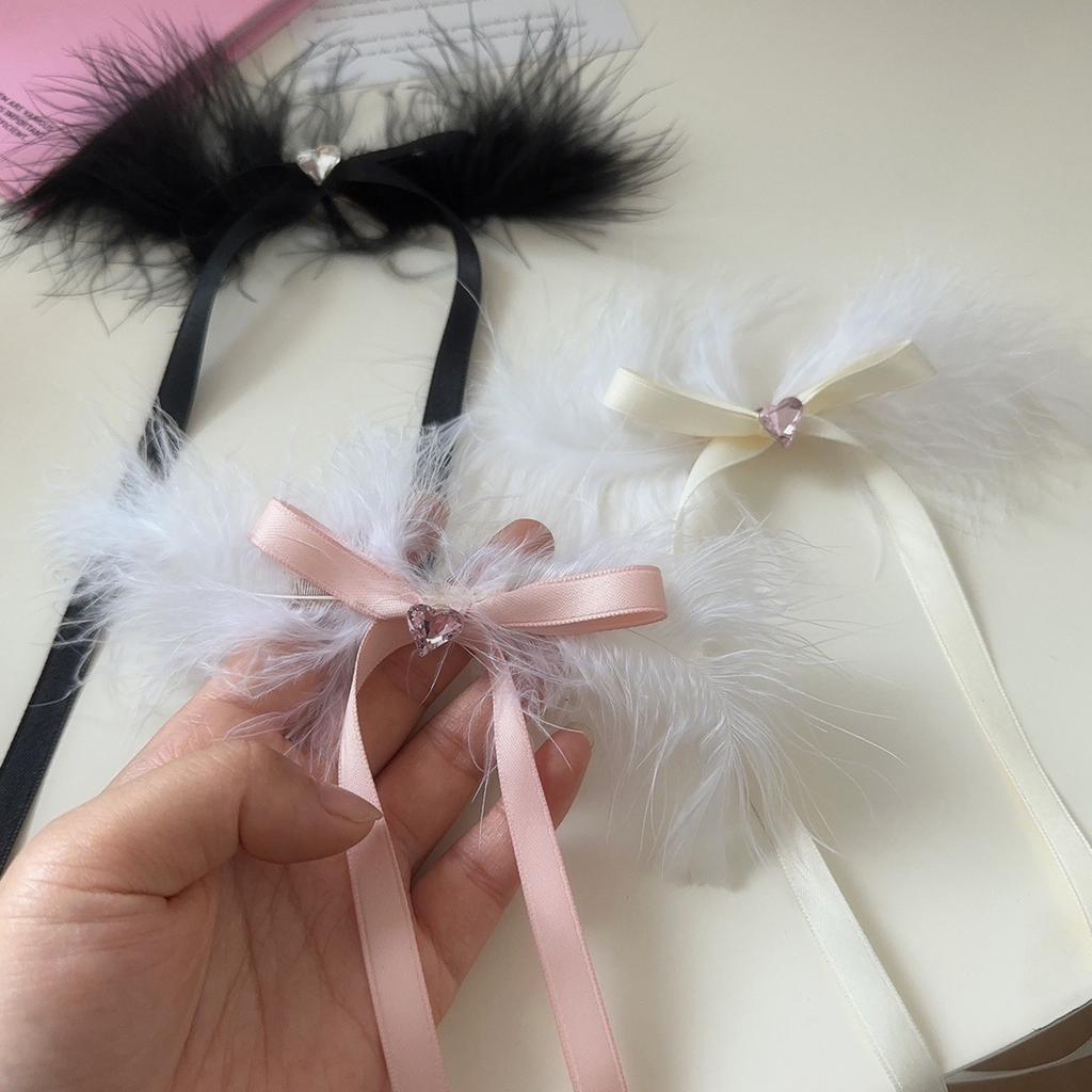 Wing Heart Hair Clip Bows Balletcore Sweet Bows Flat Clip Balletcore Hairpin Bows Elegant Hair Clip for Bunches