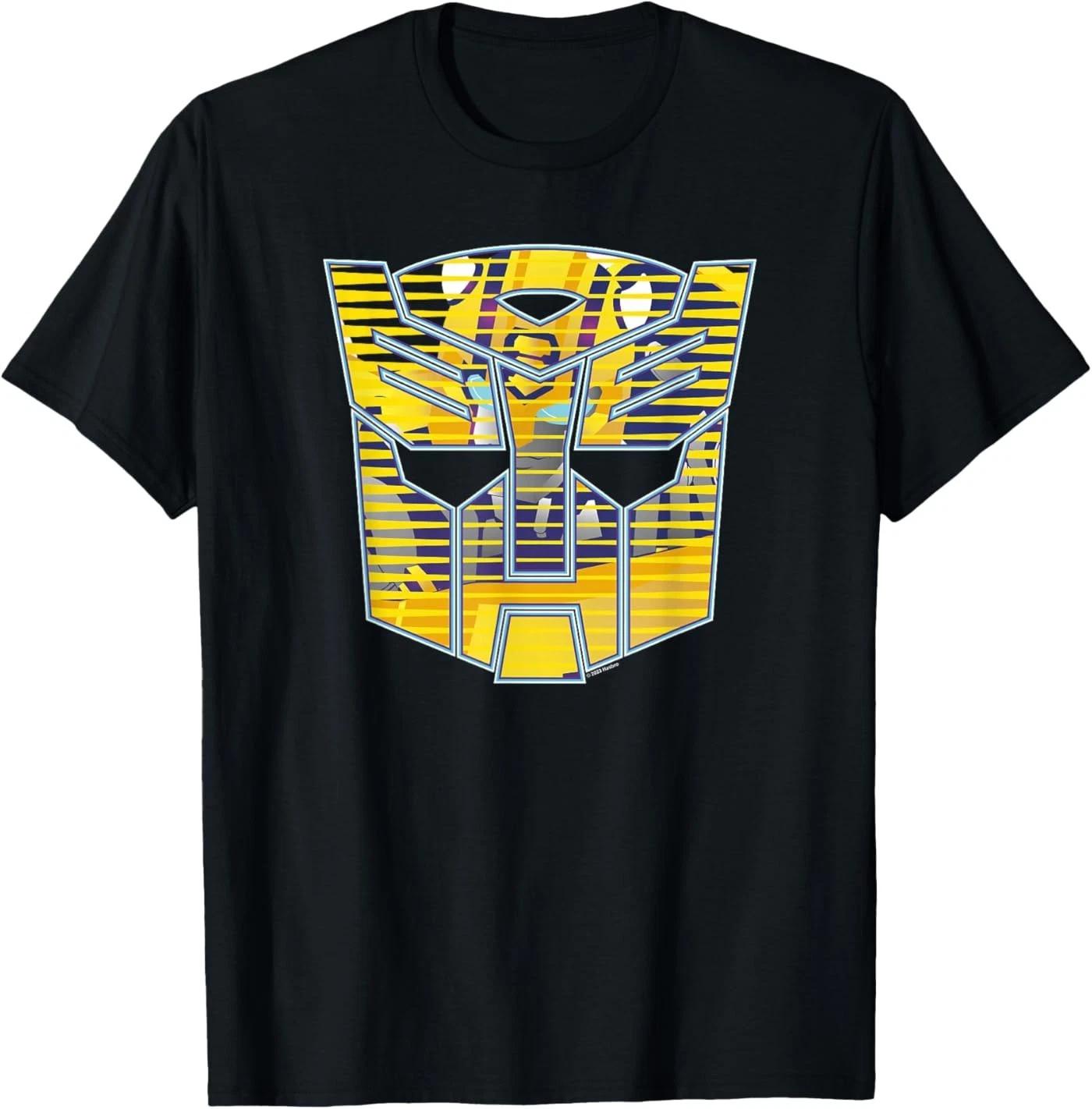 Transformers Bumblebee Big Face Retro Lines Logo 100% Cotton T-shirt Mens Tees Top 4XL