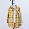 Spring and Autumn Plaid Shirt Women's Loose Versatile Slimming Harajuku Style Brushed Long Sleeve Top Jacket