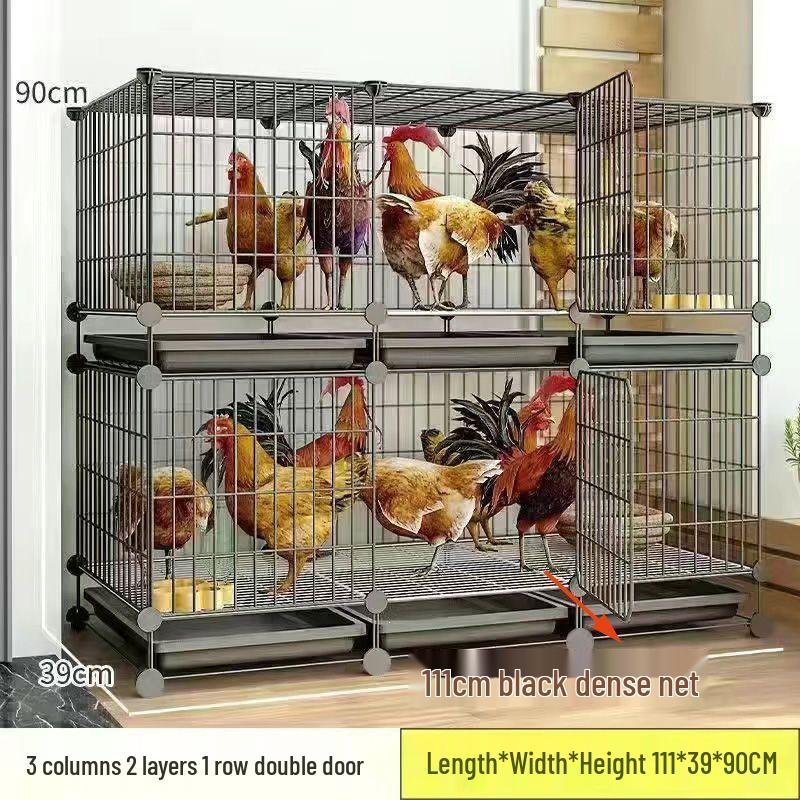 Large Iron Chicken Coop & Rabbit Cage for 20 Birds, 3-Layer, Indoor/Outdoor with Automatic Waste Cleaning