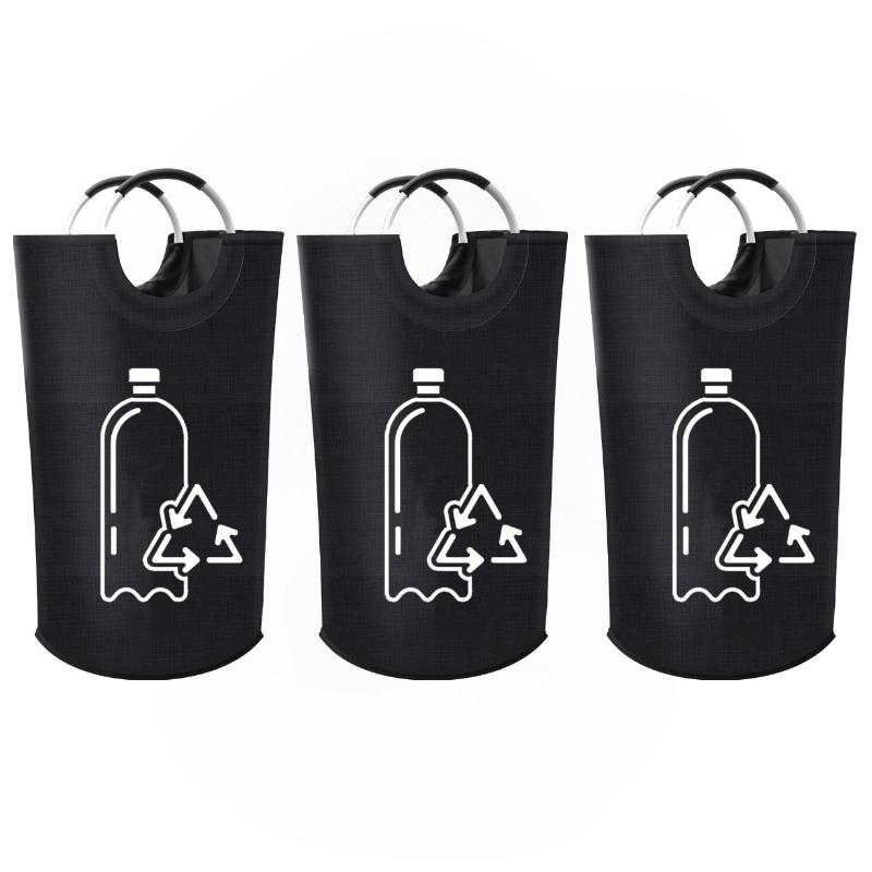 1/2/3Pcs 82L Folding Bottle Storage Basket, Kitchen Waste Bottle Recycling Bag with Soft Handles, Portable Wastewater Bottle Collector
