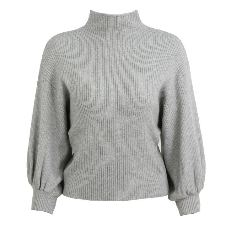 2019 Autumn/Winter Women's Korean Style Half-High Collar Pullover Sweater with Lantern Sleeves