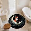 Wreath Flower Fox,Round Area Rug,Carpet Rug for Living Room Bedroom Sofa Playroom Decor,Non-slip Floor Mat