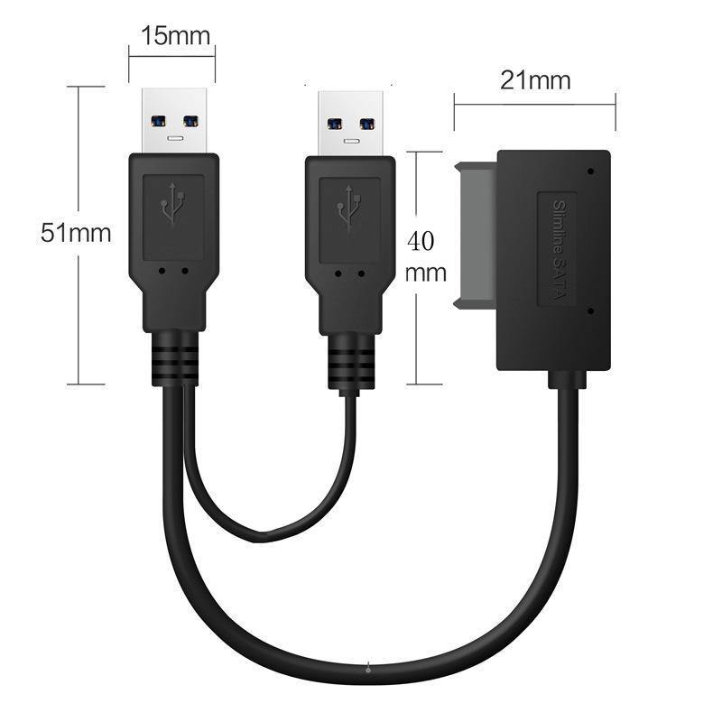 SATA to USB 2.0 6pin+7pin 13pin Adapter Cable External Power Cable for Laptop Optical Drive CD/DVD ROM Slimline Drive Converter