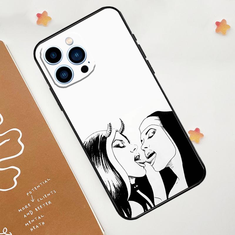 Dämonische Nonne Teufel Satan Kreuz Handyhülle Für iPhone 17 Pro Max 14 13 12 11 15 16 Pro Max mini 16 Plus 16e 17 Air Funda