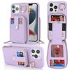 For iPhone 13 Pro Max/12 Pro Max Case with Zipper Pouch/Ring Kickstand/Strap Litchi Texture PU+TPU Phone Cover