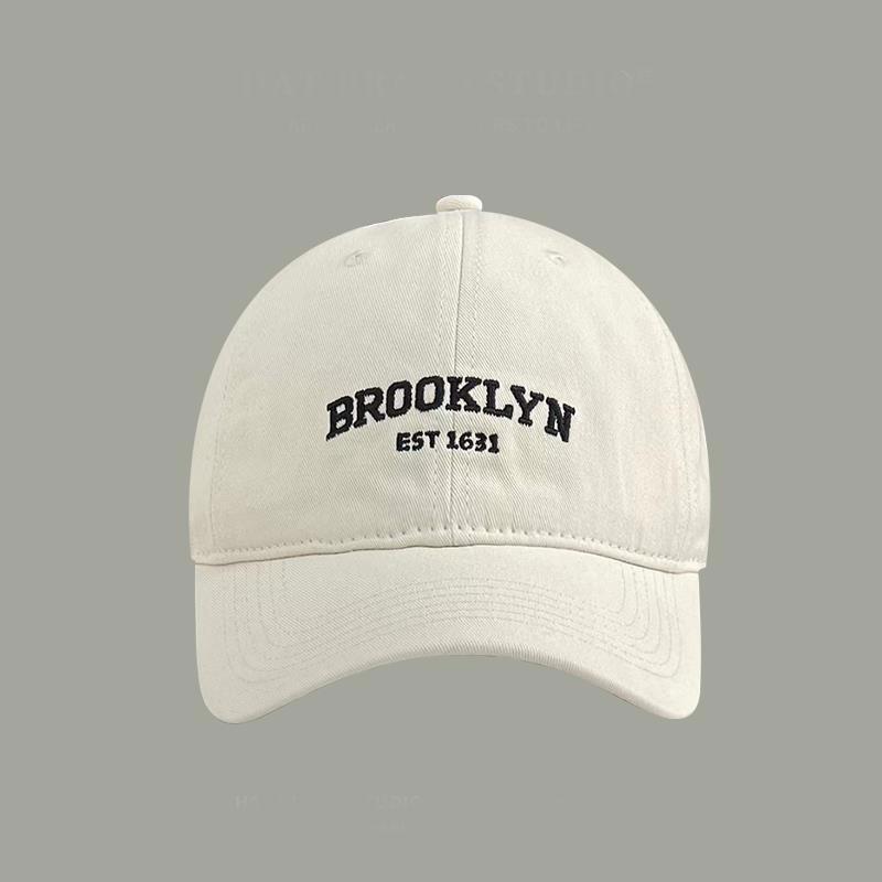 Vintage Letter Embroidery Baseball Cap For Men Women Soft Top Duck Tongue Hat Street Wild Solid Color Adjustable Sun Visors