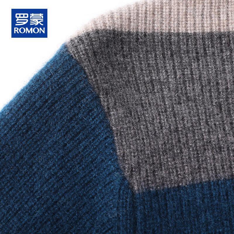 ROMON Men's 100% Pure Cashmere Thickened Round Neck Pullover Sweater