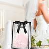 8pcs Transparent Gift Bags with Die-Cut Handles Reusable PVC Plastic Bags with Black Ribbon for Weddings Birthdays Graduations Gifts Self-tying Ribbon