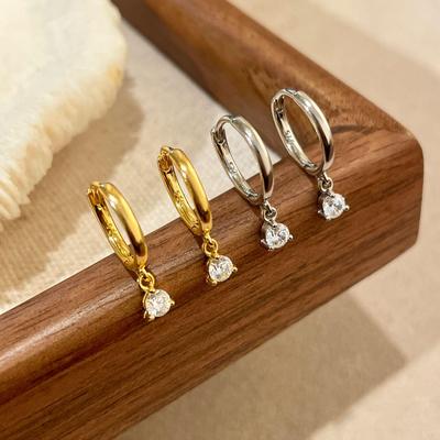 S925 Sterling Silver 18K Gold-Plated Diamond Earrings: Elegant Niche Design Studs & Versatile Ear Cuffs for Women