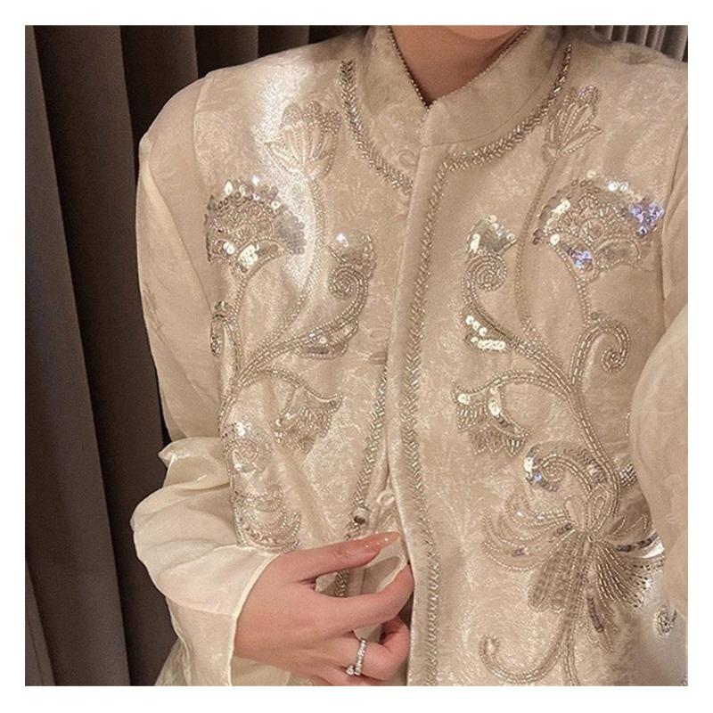 Women's Vest Beaded Chinese Sequins Loose Single Breasted Vest Spring Coat High End Embroidery Early Spring Fashion Coat