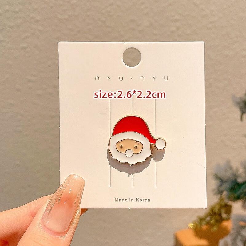 Рождественский набор металлических брошей-пинов в виде головы Санты