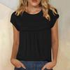 Women's  Lace  Shirts  Fashion Short Sleeve Casual  Pleated Top