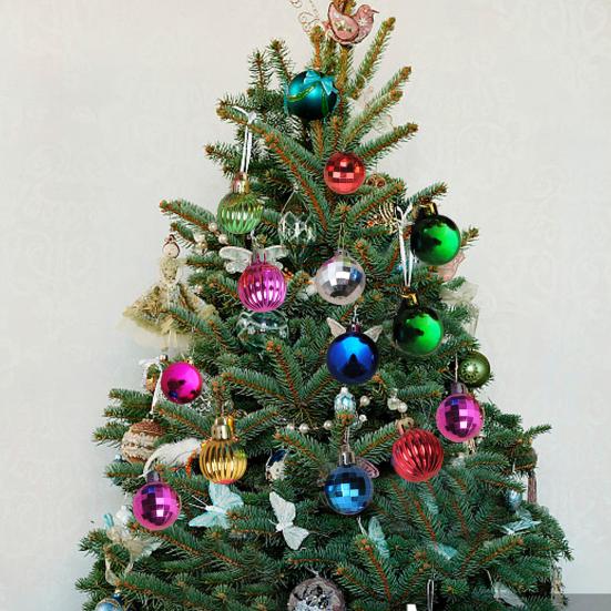 12 ks 3cm Vánoční stromek Barevná koule Nerozbitná Multistylová Galvanicky pokovená Jasná barva Vysoký lesk Festivalová Mini Vánoční Párty Dekorace K zavěšení