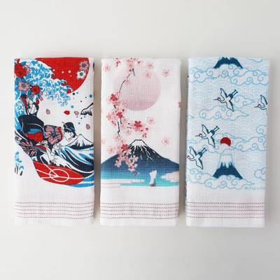 Kontex Handtuch Tenugui Set 3 Gesichtstücher Stoff Goyomi (Fuji Yama Surfer/Sakura Fuji/Nihon Ichi)