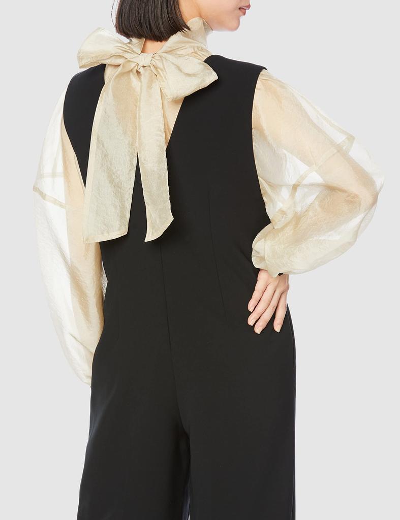 Back Ribbon Sheer Blouse Combination FWFO225506 BLK 1 [Frey ID] Women's