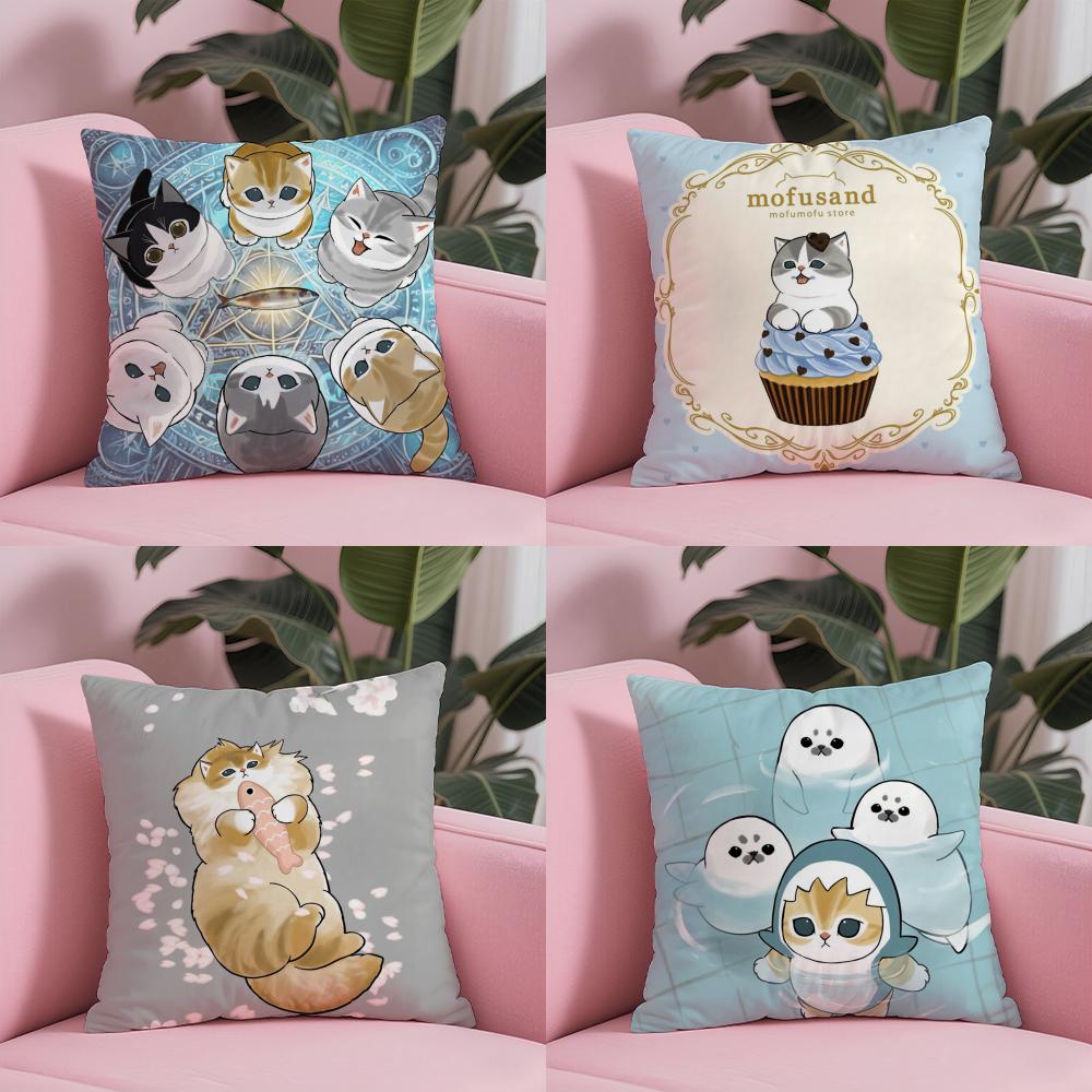 Luxury Cute Mofusand Cat Pillow Case Soft Plush Fabric Double-Sided Printed Cushion Cover Warm Winter Sofa Pillow Case