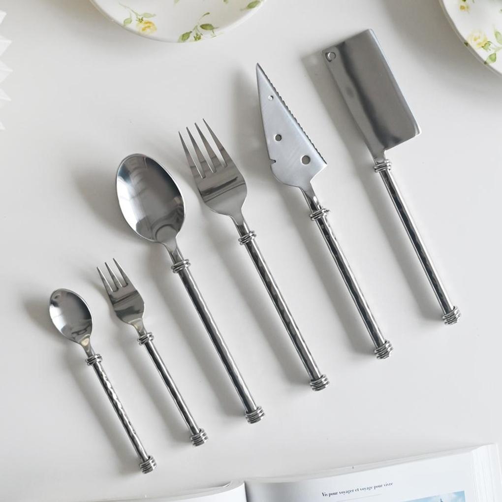 Нержавеющая сталь Трехкольцевые Витые Столовые приборы Десертная ложка Обеденная вилка Нож