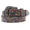 Rhinestone Punk Graffiti Hand-Painted PU Belt - Rock Fashion, European & American Style