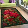 Christmas Floral Rug,red Green Poinsettia Rug,holiday Decor Rug,classic Christmas Rug,vintage Festive Rug,living Room Xmas Rug,