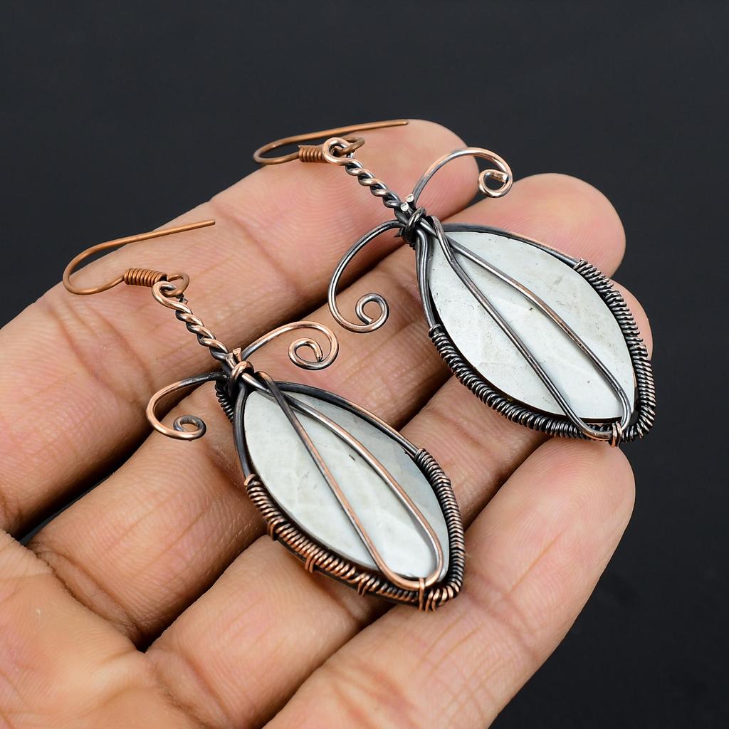 Citrine & Mystic Topaz Earrings, 999 Copper Wire Wrapped Gemstone Jewelry, Handmade Earrings, For Thanksgiving