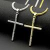 Minimalist Zircons Cross Copper Pendant Necklace for Women Men Stainless Steel Snake Chain Gold Color Christian Amulet Jewelry