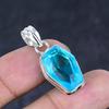 Pendente Gioiello in Argento Sterling 925 con Pietra di Topazio Blu Naturale 1,30" r0A91